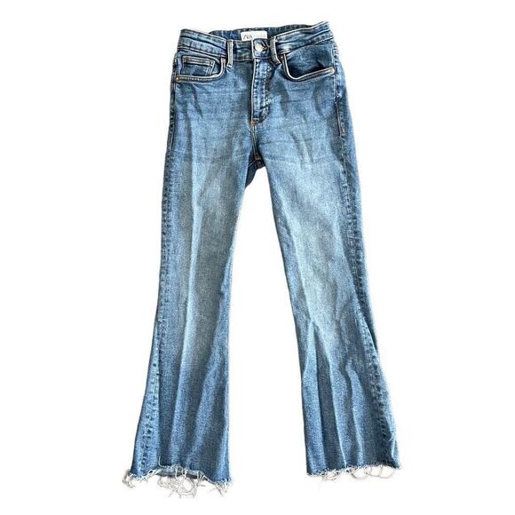 🌸 Zara Cut Off Cropped Jeans Size 2 - Picture 1 of 8